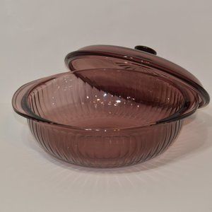 Vintage Cranberry Pyrex Casserole Dish